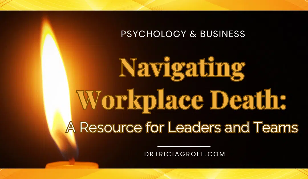 Single candle lit. Title graphi for Navigating Workplace Death-A Resource for Leaders and Teams